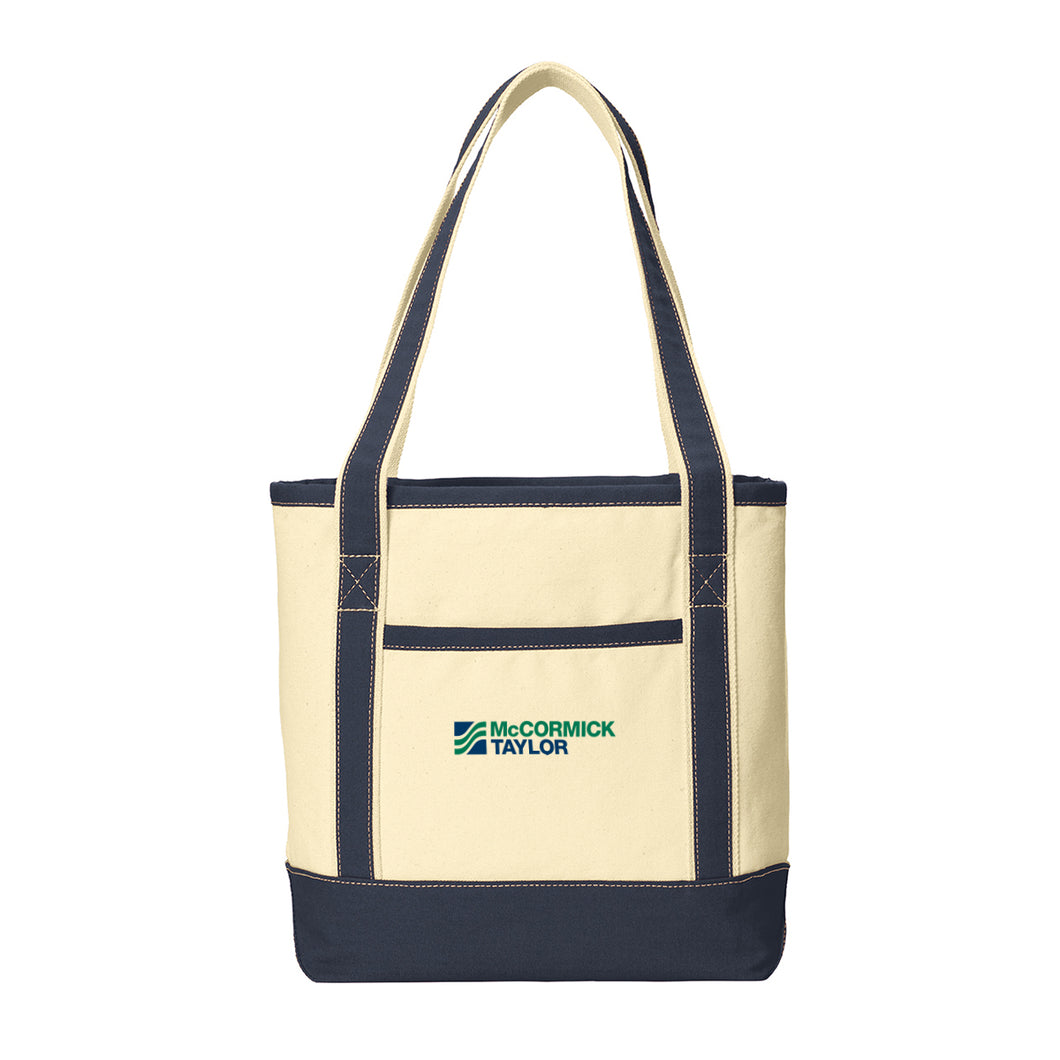 Canvas Beach Natural Navy Tote Bag