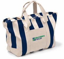 Beach Bag Large Striped Canvas Navy Blue